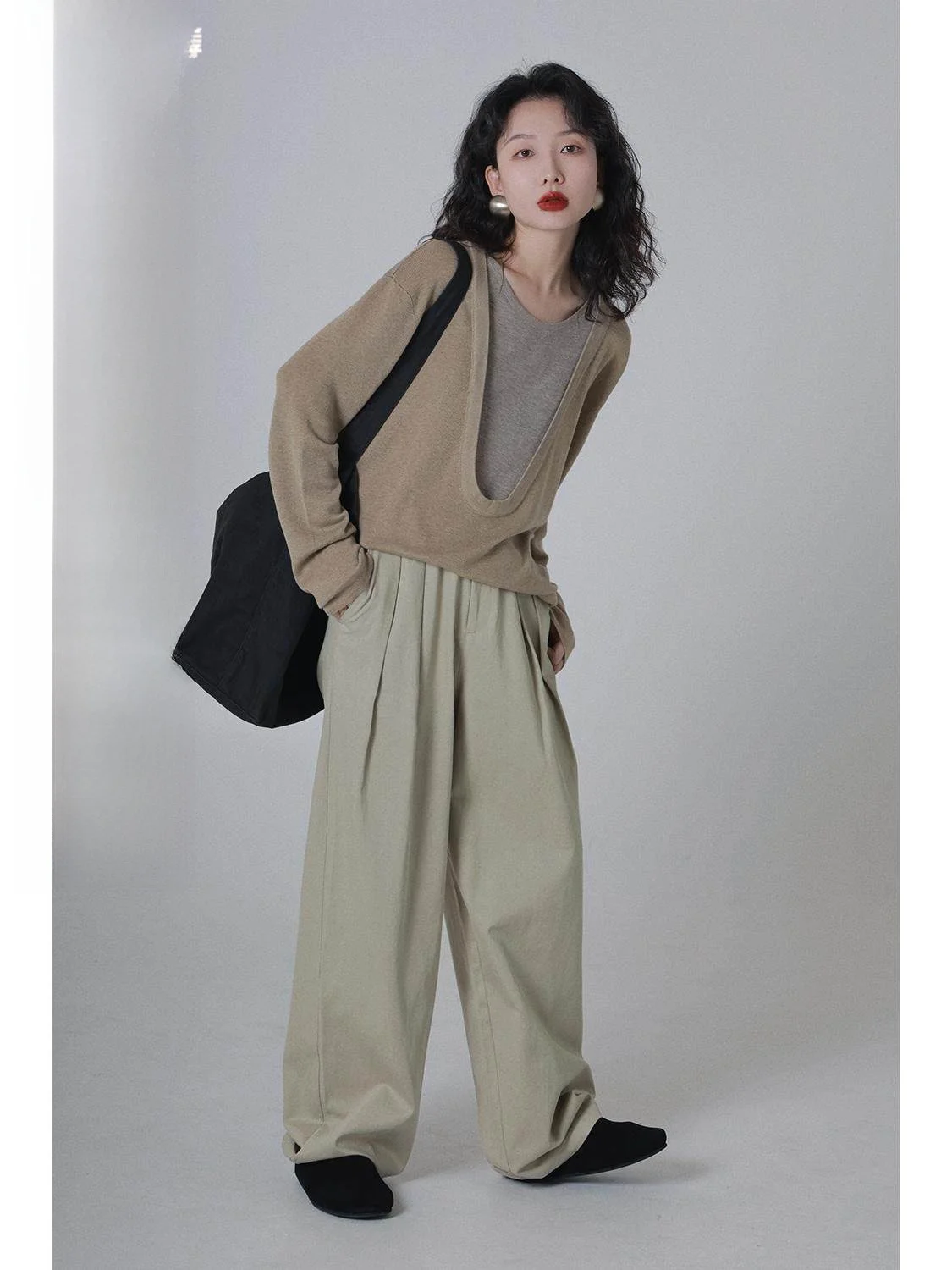 

Ivy Yang High Waist Pleated Slimming Casual Pants Women's Loose Straight Leg Floor-Length Trousers Autumn Season Versatile
