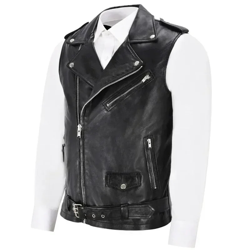 2024 The Latest Men\'s Leather Vest Men\'s Motorcycle Jacket Men Vest  Biker