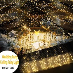 D2 Wedding Net LED String Lights 1x5/10m Roll Festival Party Hotel Ceiling Fairy Light Decorat DIY Meshes Starry Sky Rice Lamp