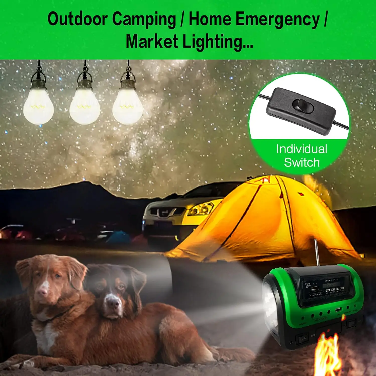 Solar Generator Portable with Panel Solar Power Generators Station Flashlight Emergency Powered for Home Use Camping Hunting