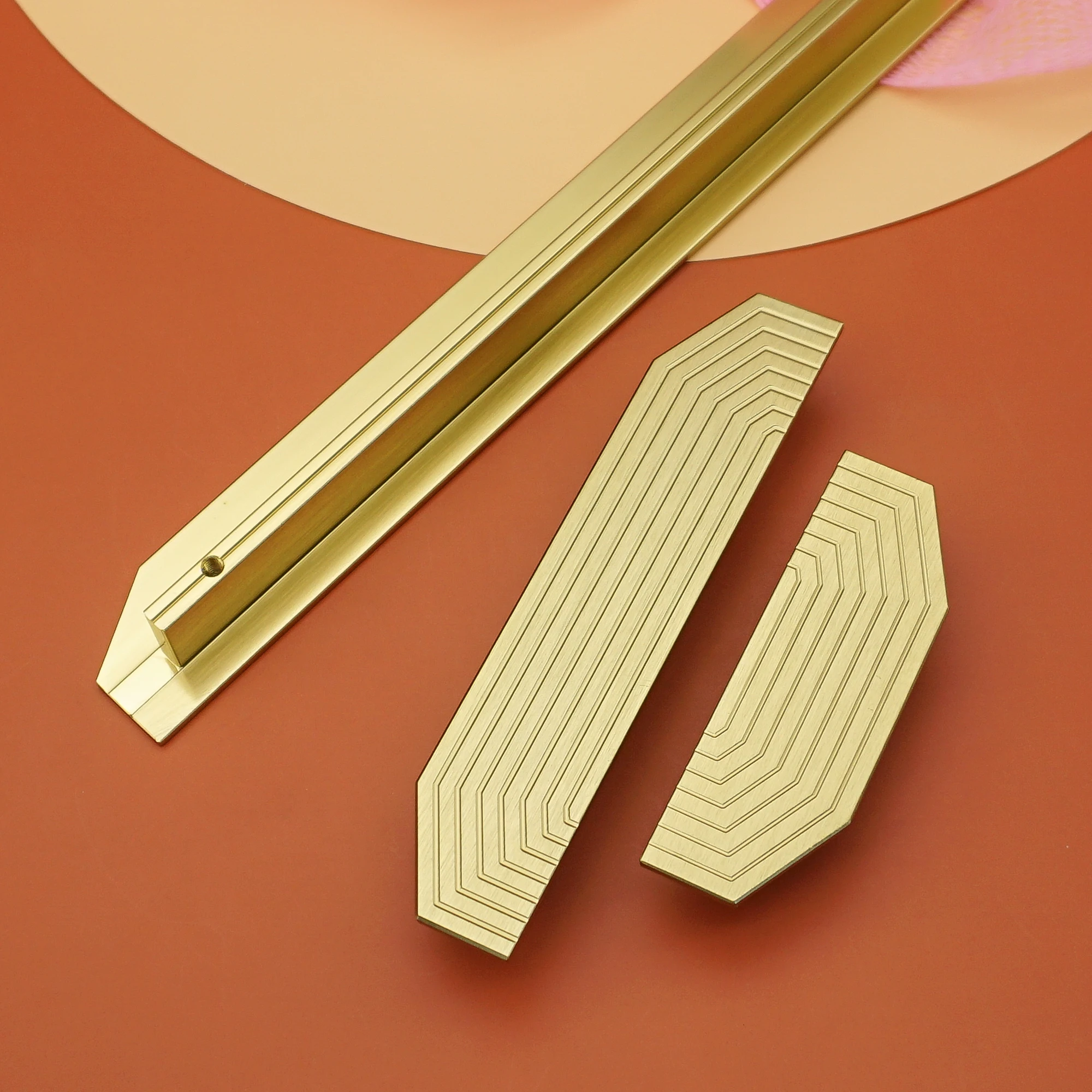 

MFYS Semicircle Brushed Gold Cabinet Handles Aluminum Chinese Wardrobe Pulls Kitchen Cupboard Handle Symmetry Furniture Hardware