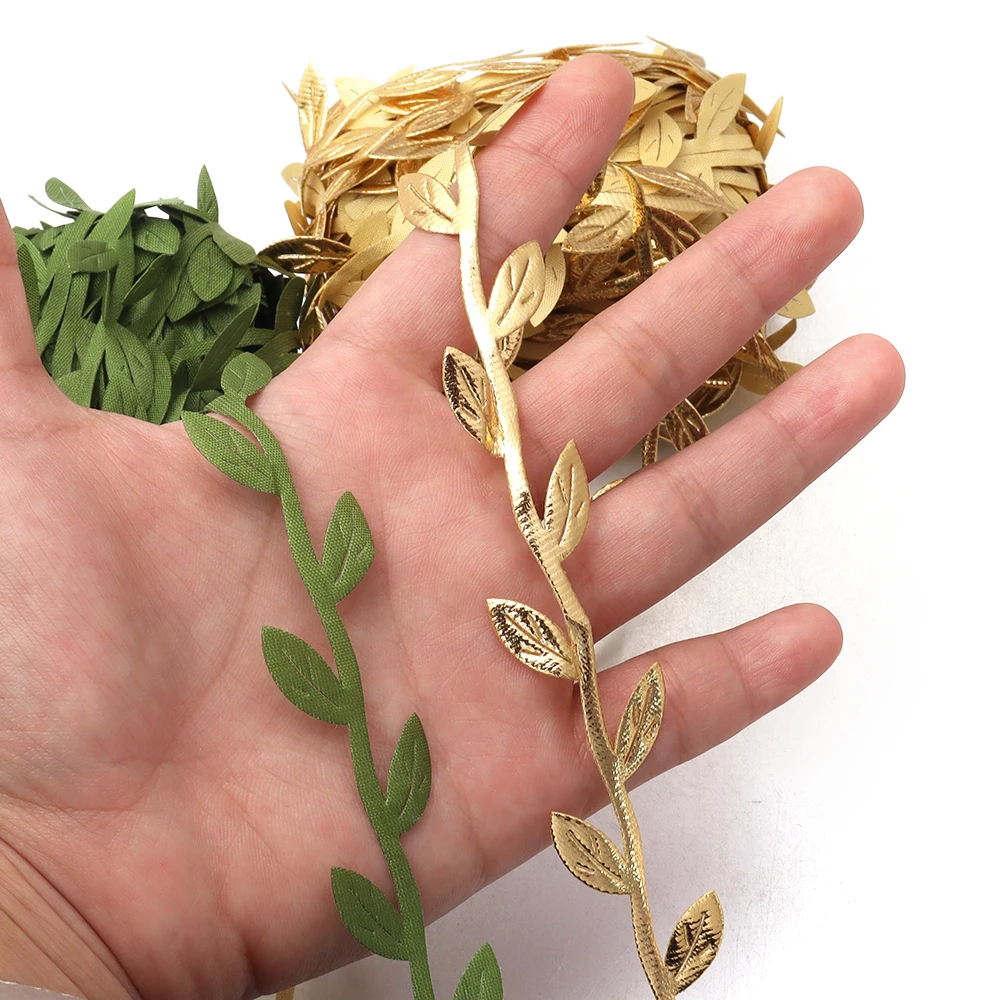 5 // 10/20 متر أوراق الذهب الكرمة أوراق الحرير الاصطناعي إكليل المنزل اليدوية سكرابوكينغ الحرفية الزفاف ديكور ورد صناعي الروطان جارلاند