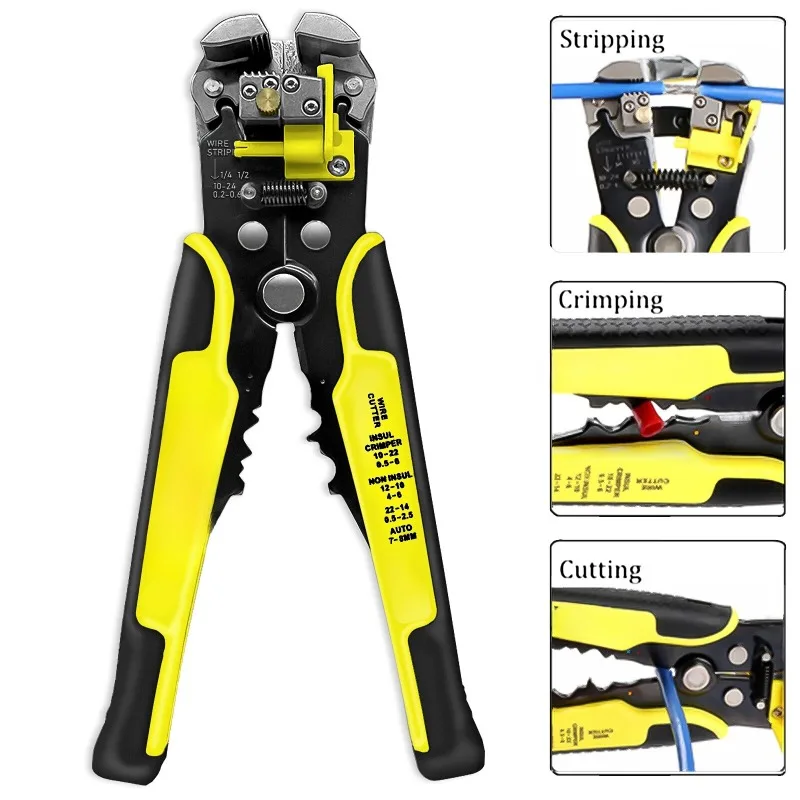 BIESUO Professional Electrician Wire Tool Cable Wire Stripper Cutter Crimper Automatic Crimping Stripping Plier