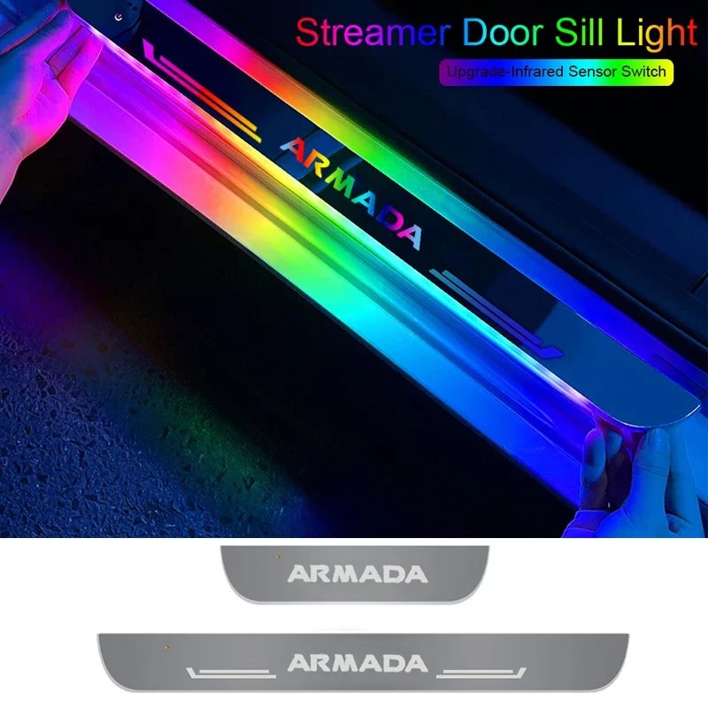 For Nissan Armada USB Power Moving Car LED Projector Lamp  Acrylic Door Sill Pathway Welcome Pedal Light Exterior Accessories