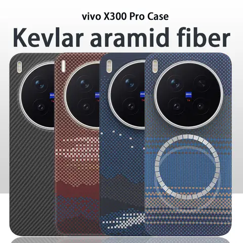 Capa de fibra de carbono real para vivo x300/x300pro para magsafe capa magnética de telefone de aramida para vivo x300 pro capa de carbono