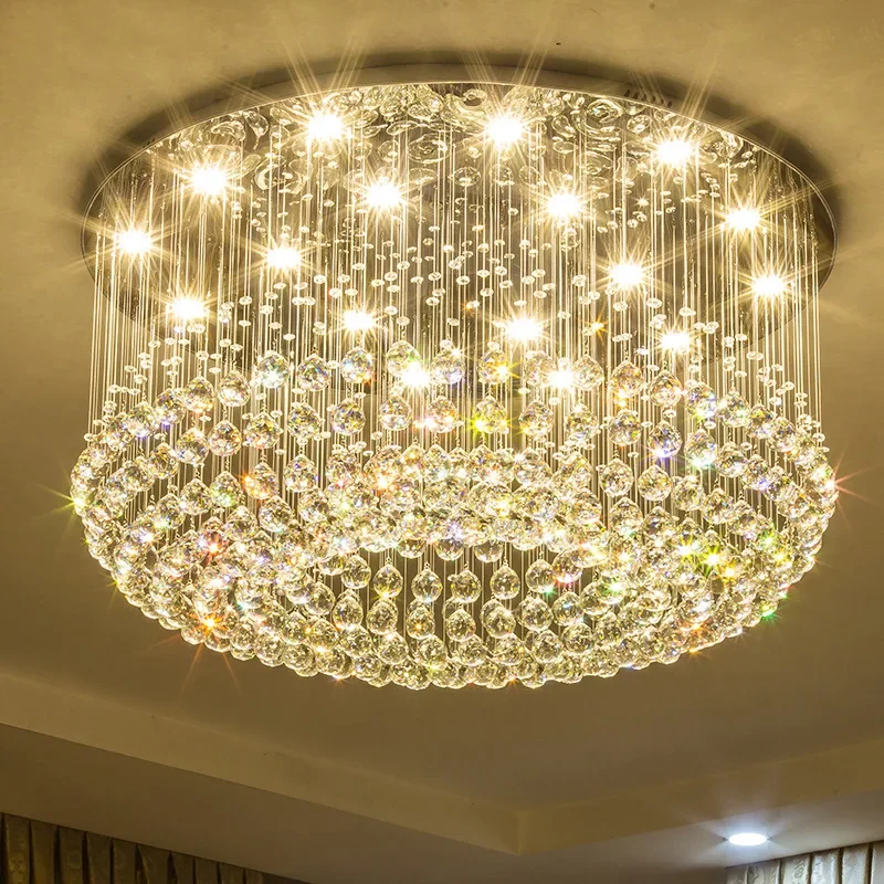 Modern Crystal Chandelier For Ceiling Luxury Led Round Lamp Home Decor Light Living Dining Room Bedroom Lobby K9 Cristal Lustre