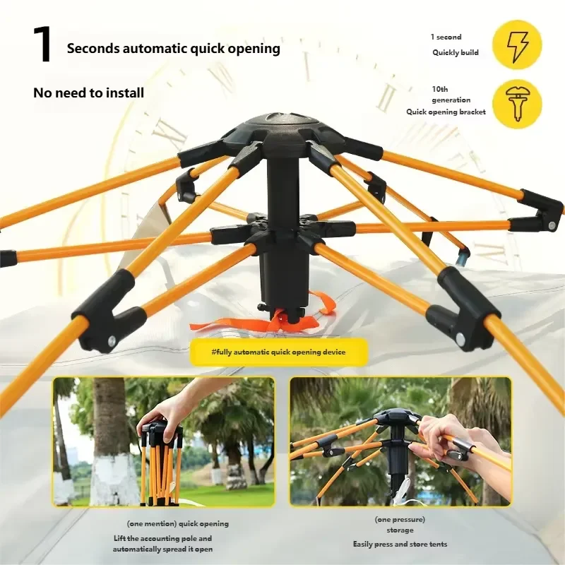 Automatic Quick-Open Camping Tent - Portable Folding Thickened Rainproof Complete Set for Beach/Park/Wild Camping