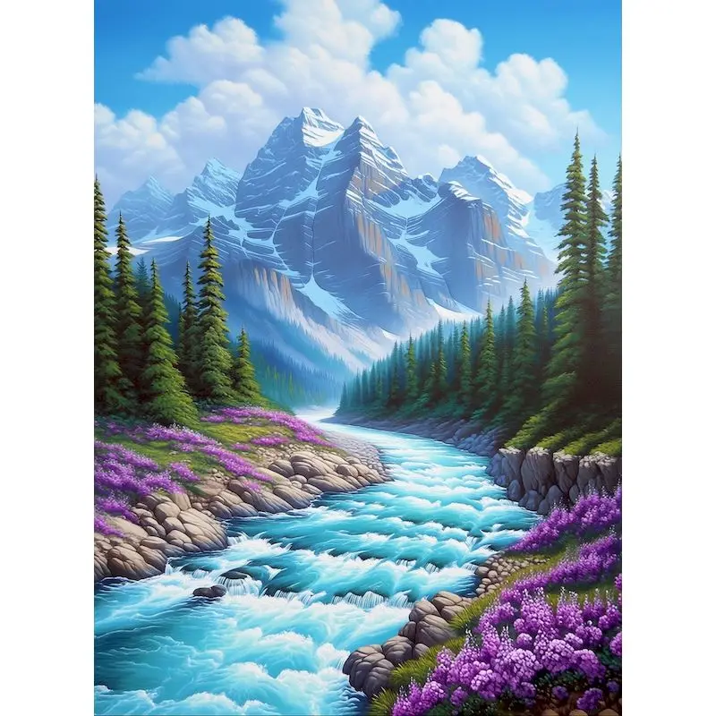GATYZTORY Painting By Numbers DIY Crafts DIY Kits for Beginners River Scenery Canvas for Painting Kits Paint Kit Artwork