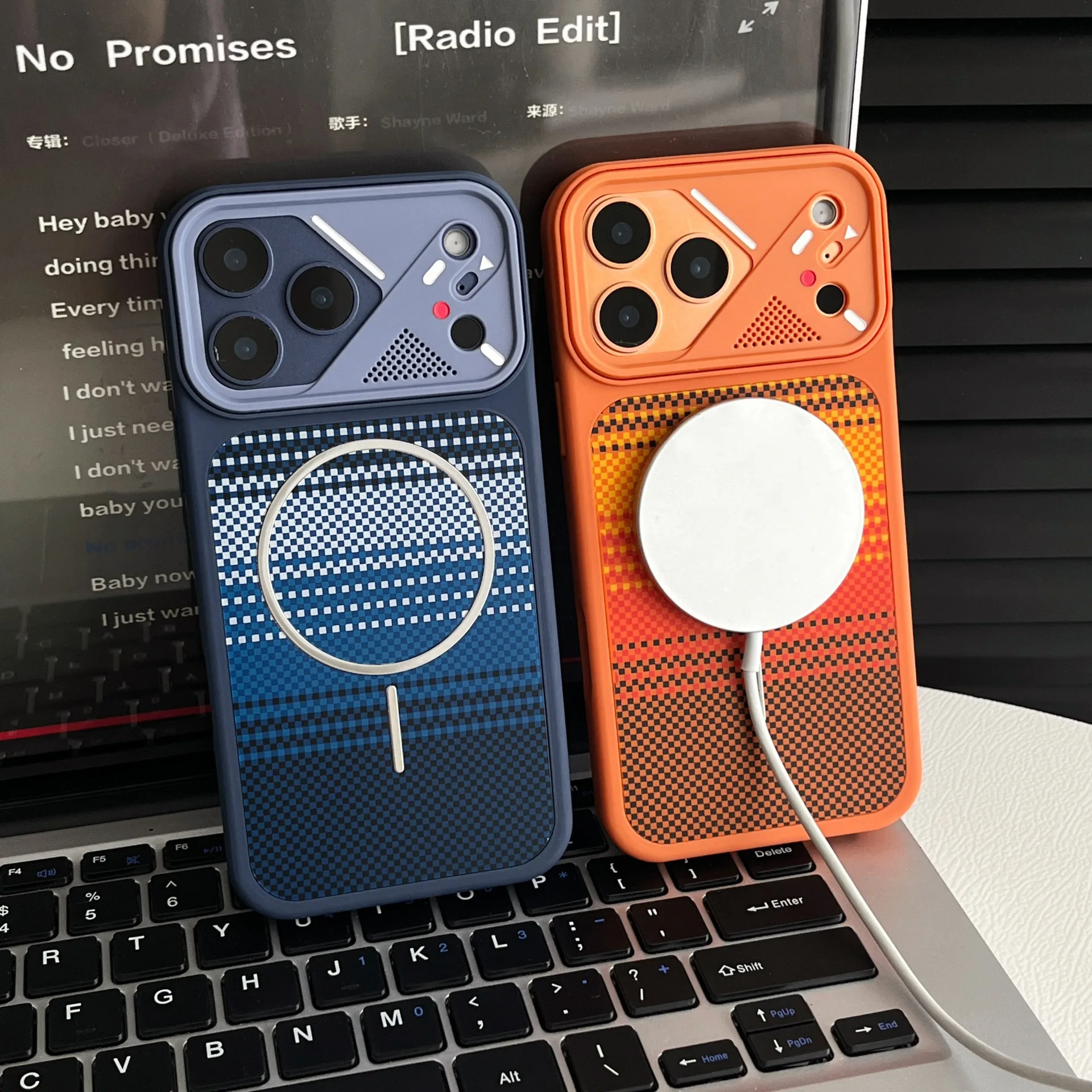 

case for iphone 17 16 15 14 13 pro max Carbon fiber magnetic protective case Mech frame full coverage Wireless Charging plain