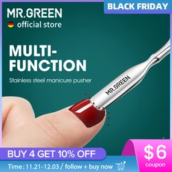 MR.GREEN – poussoir à cuticules à Double extrémité, dissolvant de vernis à ongles, outil de manucure, nettoyeur de saleté, en acier inoxydable, poussoir de peau morte