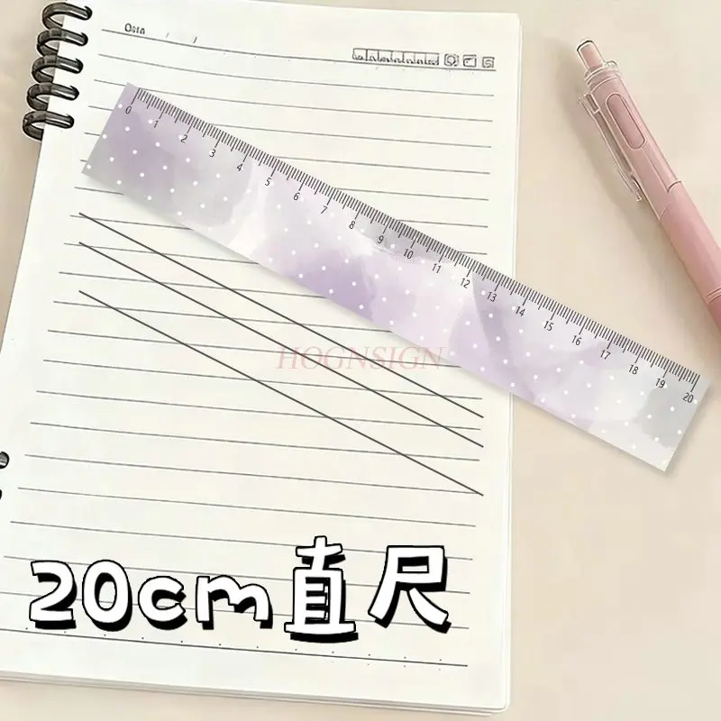 1pcs Blunt Purple Wave Point Student Stationery Straight Ruler Hand Accounting Ruler Drawing Scale Marking Ruler Acrylic 20cm