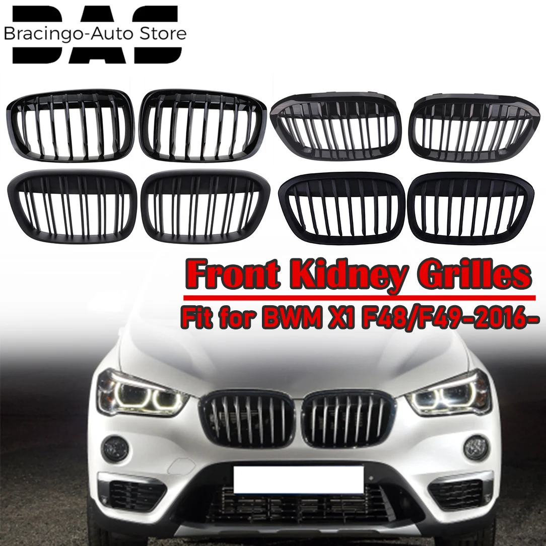 Fit For BMW X1 F48 F49 2016-2019 Front Bumper Kidney Grille Car Radiator Guard Air Intake XDrive Racing Grill Auto Replacement