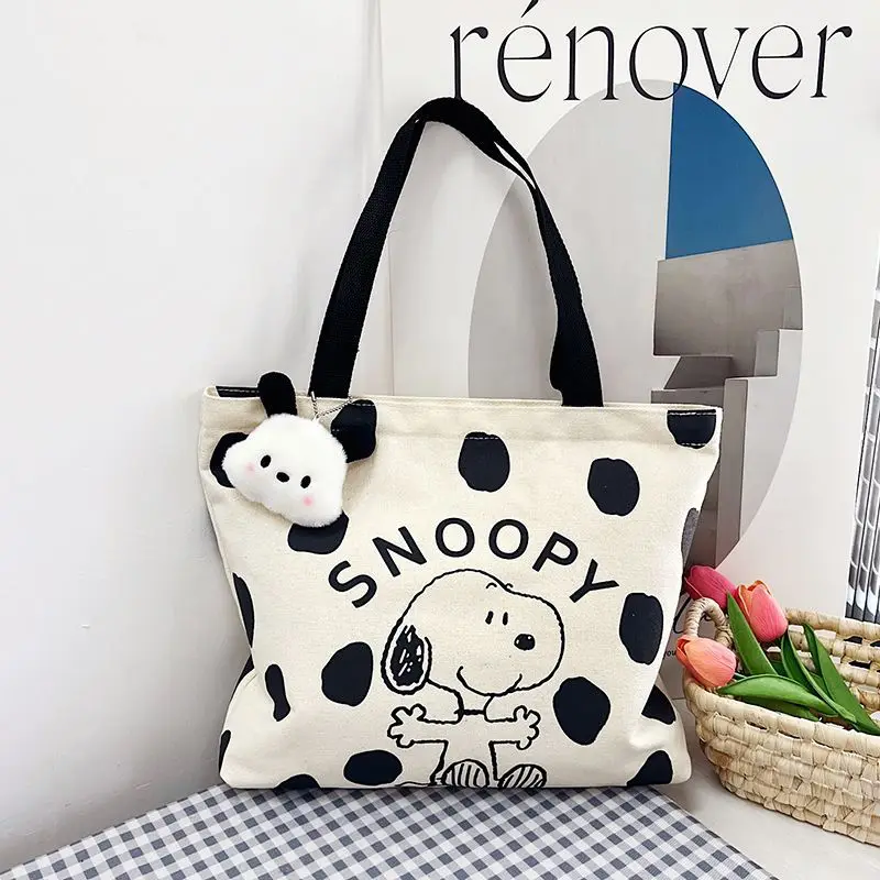 Snoopy Kawaii Canvas Bag Large Capacity Handbag Snoopy Cartoon Printed Shoulder Bag for Women Crossbody Gifts for Girls