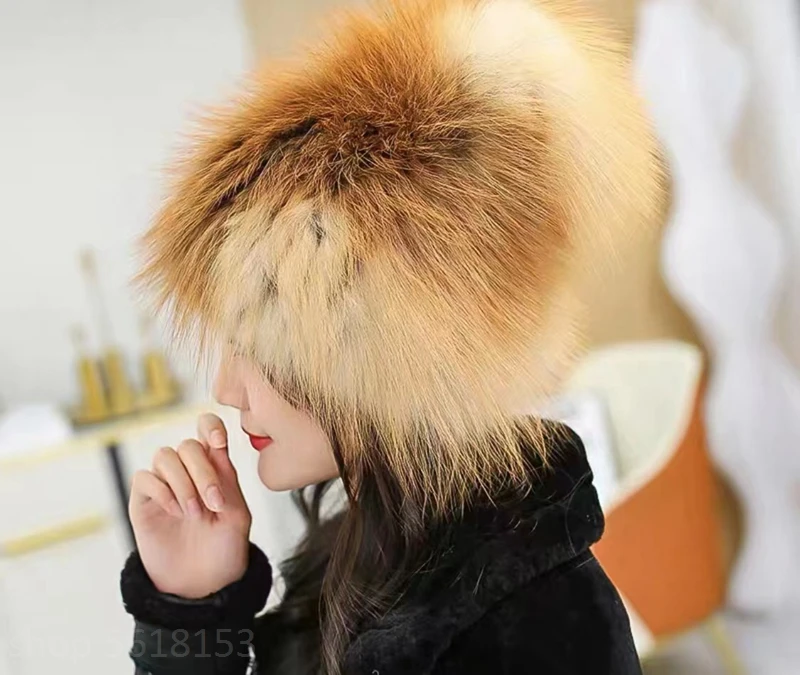 

New clash colors Faux Fox fur hat for women winter fur hat