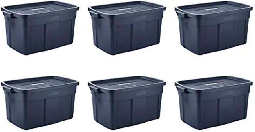 Storage Totes 31 Gal, Large Durable Stackable Storage Containers, Great for Clothing, Seasonal Décor, Sports Equipment, 6-Pack