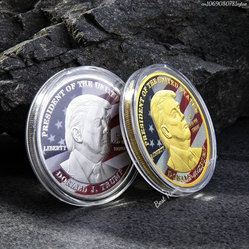 President of The United States Donald J. Trump Challenge Coin Souvenirs and Gifts Gold Plated Commemorative Coins