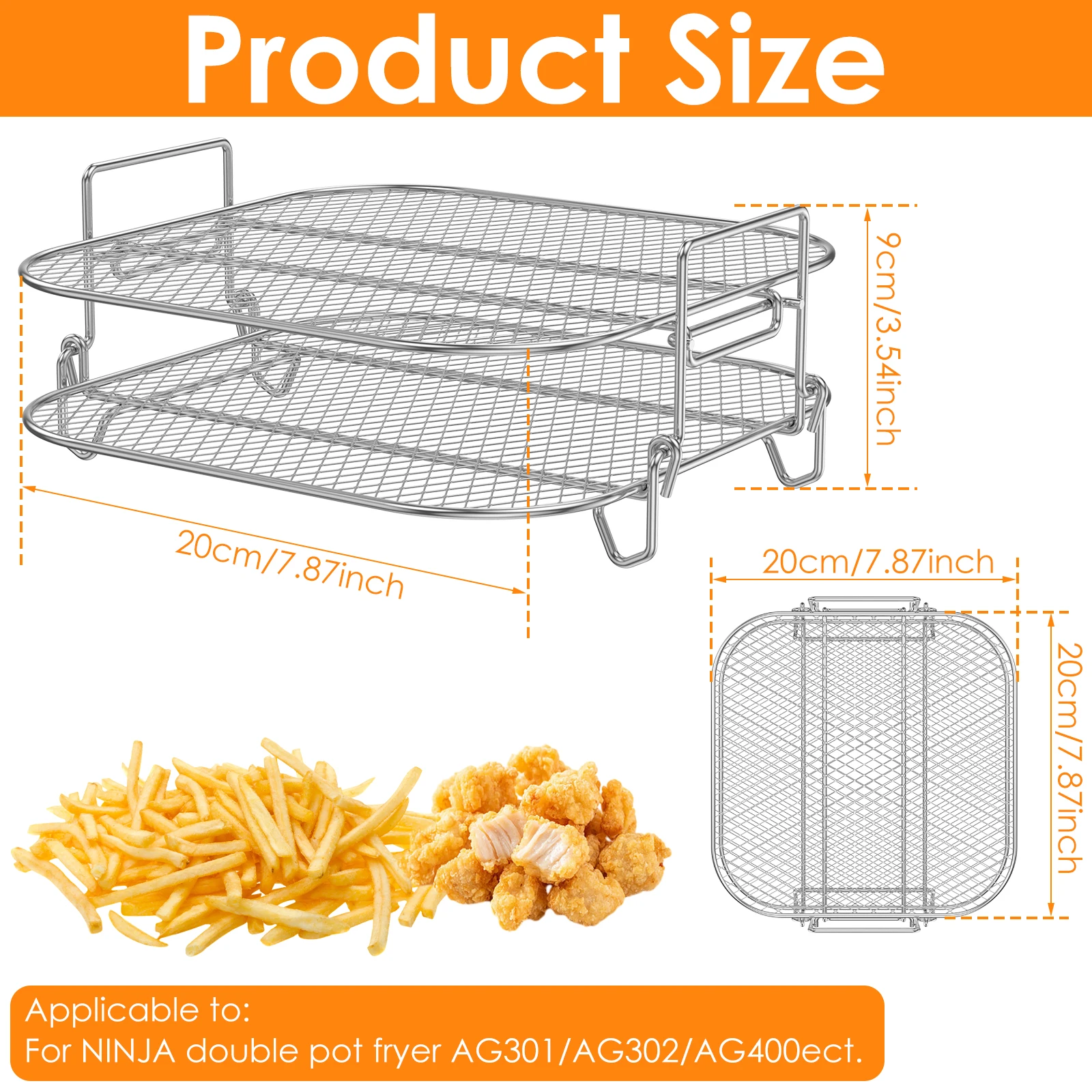 Air Fryer Rack Stackable Grills Skewer Racks Air Fryer Universal Accessories Stainless Steel Meat BBQ Holders for Baking Cooking