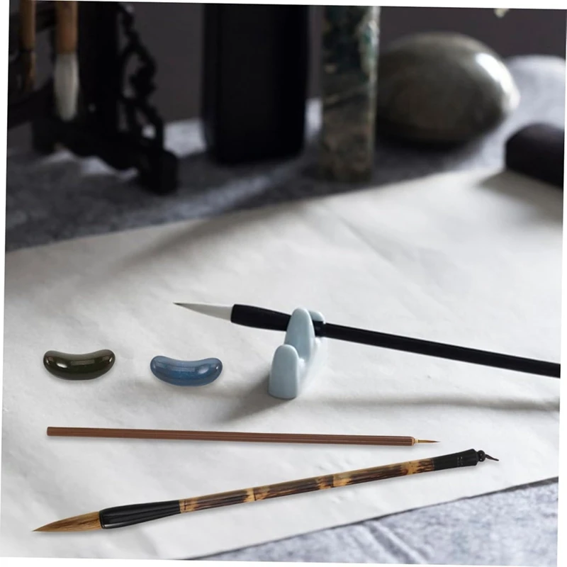 Top-1Set Chinese Calligraphy Brush With Pen Rest Holder Painting Brushes Traditional Calligraphy Tools For Beginners Artists