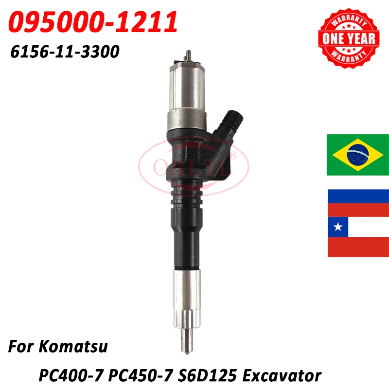 

ORLTL Injector 095000-1211 095000-1210 6156-11-3300 6156-11-3301 Fuel Nozzle Assy For Komatsu PC400-7 PC450-7 S6D125