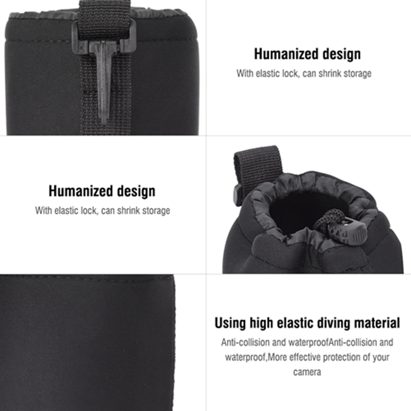 S M L XL Portable Neoprene Black Elastic Shock Absorption DSLR Camera Lens Cover Storage Bag Portable Lens Storage Bag