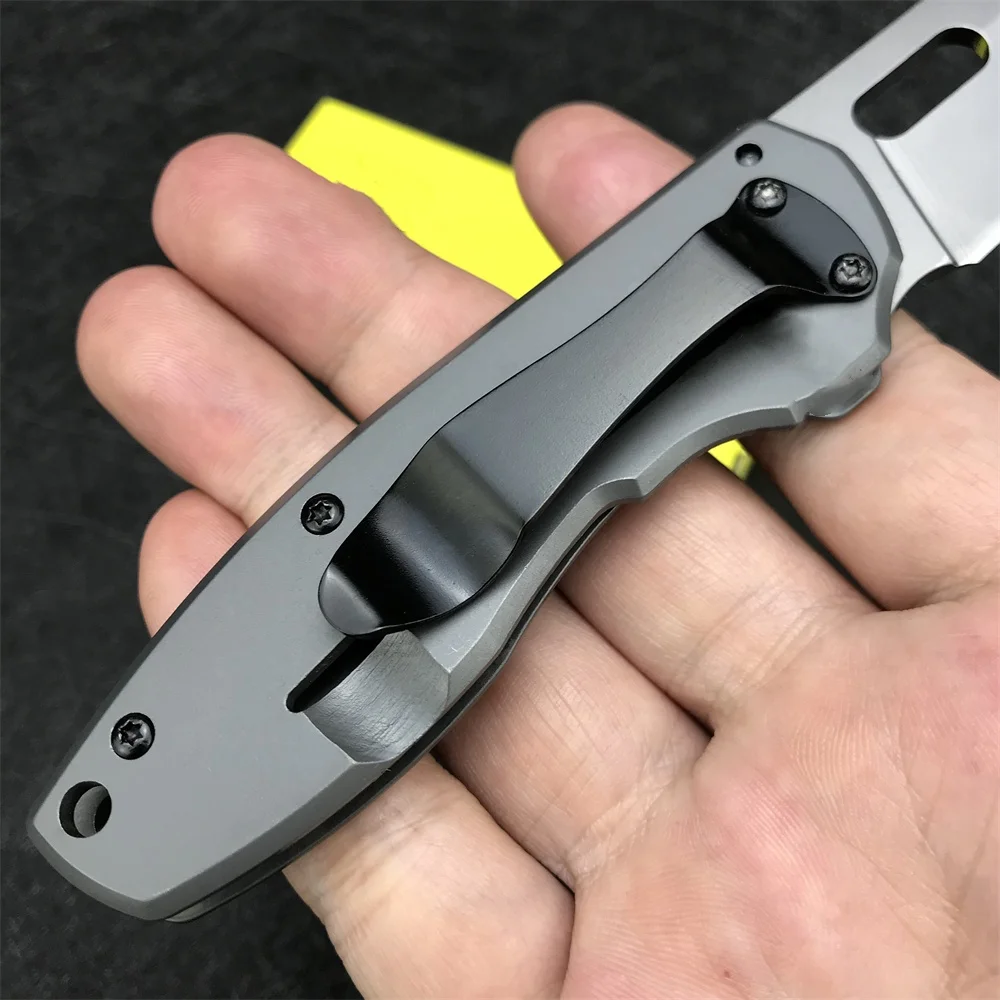 DA103 Pocket Knife Folding Knife 440 Blade Grey All Steel Handle Outdoor Camping Hunting Knives Survival Self Defense Tool Gifts