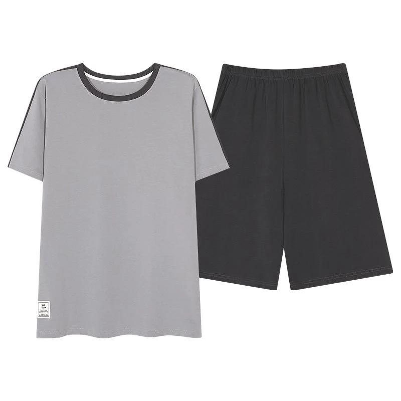 

2025 New Summer Short Sleeve 100% Cotton Pajama Sets for Men Korean Loose Sleepwear Pyjama Male Homewear Loungewear Home Clothes