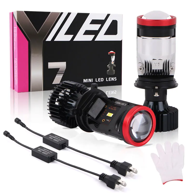 Y7D H4 LED Headlights Bulbs High Power White Light 6000K H4 Mini Bi-LED Projector Lens For Car Moto Lighting