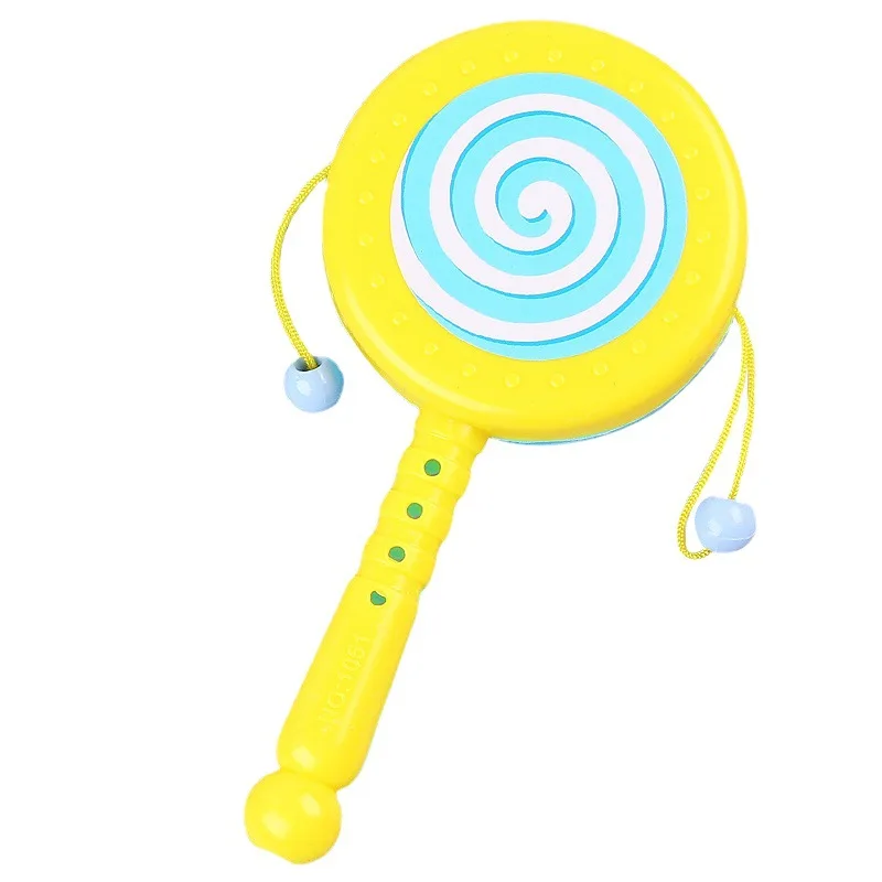 1PC 漫画動物ガラガラドラムスピンおもちゃベビープラスチックハンドドラムホイッスルおもちゃ子供の早期教育玩具ランダムな色