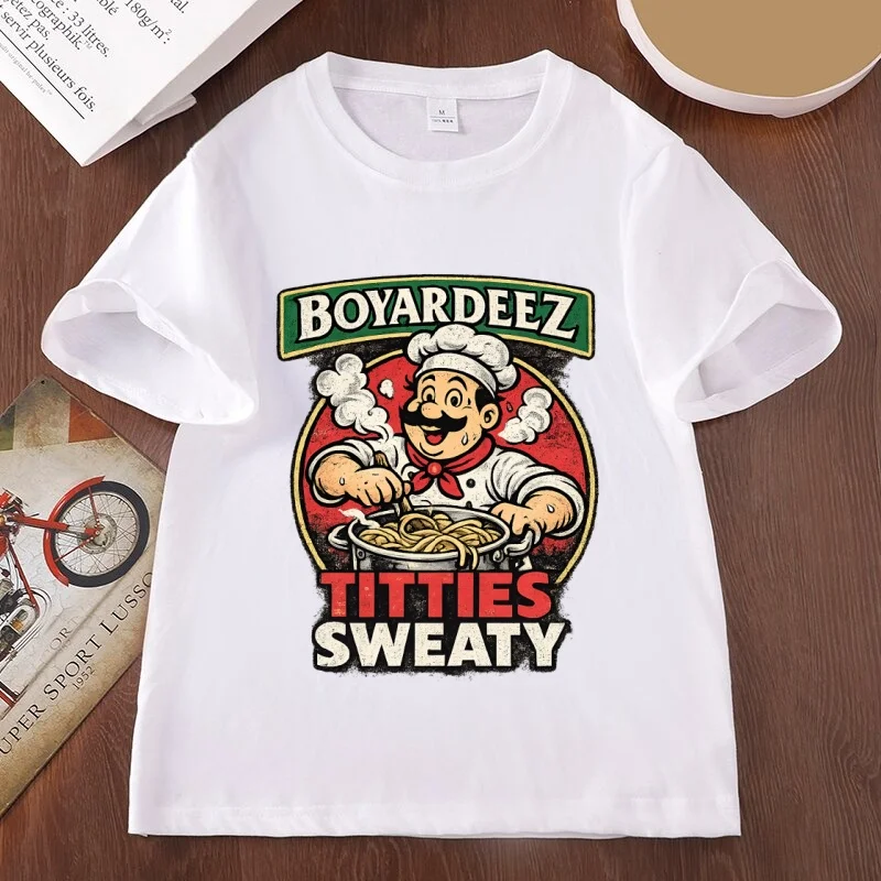Boyardeez Titties Sweaty T-Shirt Funny Meme T Shirt Cotton Short Sleeve Graphic Tees Casual Printed Round Neck Tshirts Clothing