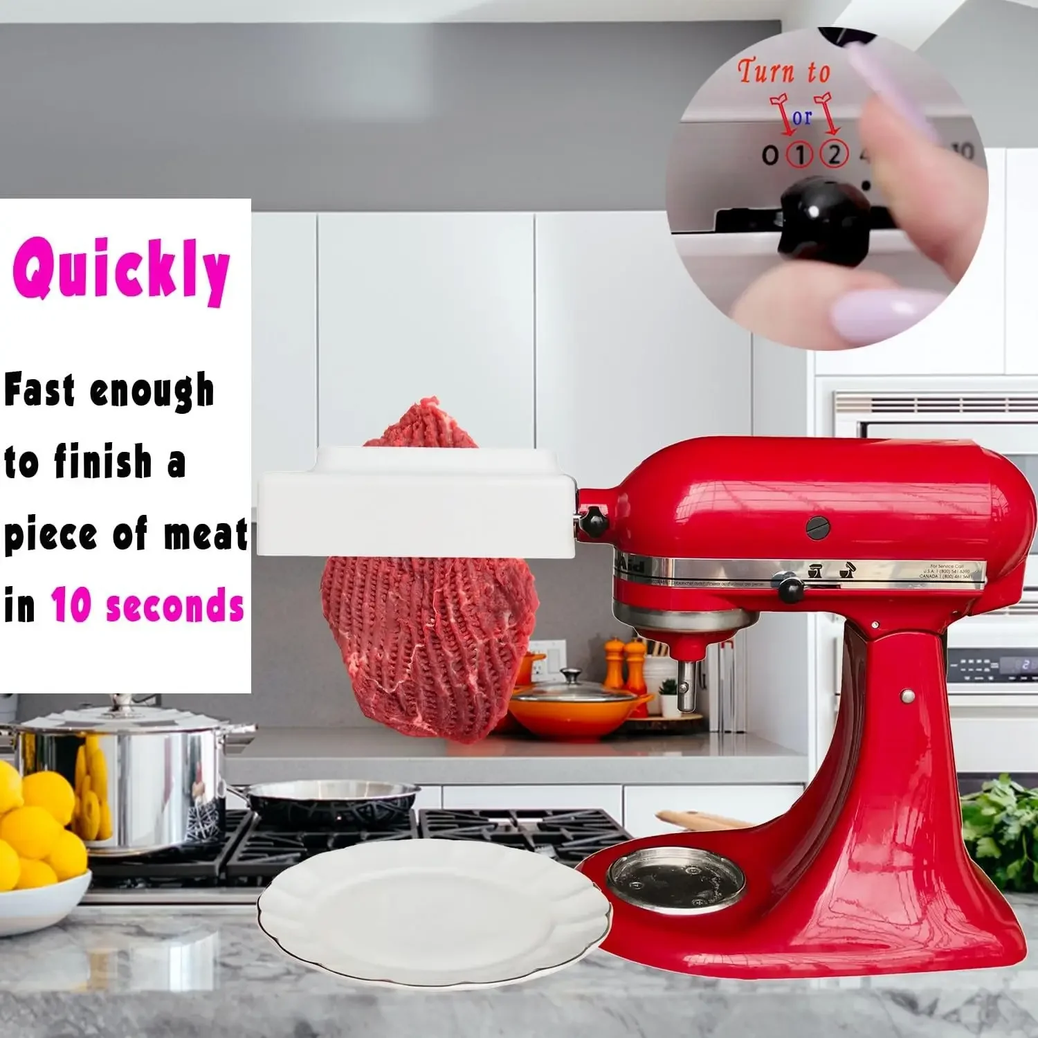 Meat Tenderizer for KitchenAid Household Stand Mixers- Mixers Accesssories Attachment with Stainless Steel Gears White