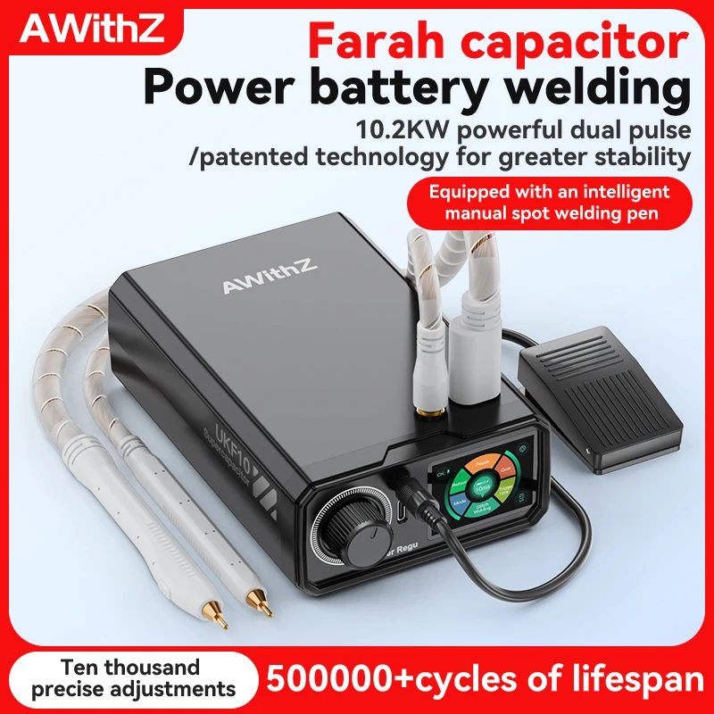 

AWithZ UKF10 Spot Welder Super Farad Capacitor Spot Welding Machine 18650 Lithium Battery DIY Nickel Sheet Welding