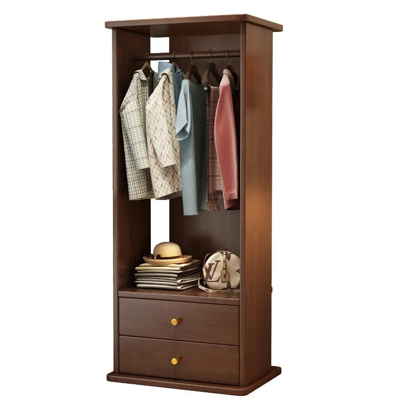 

Solid wood coat rack floor-to-ceiling bedroom household cabinet integrated hanger bedside small wardrobe clothes