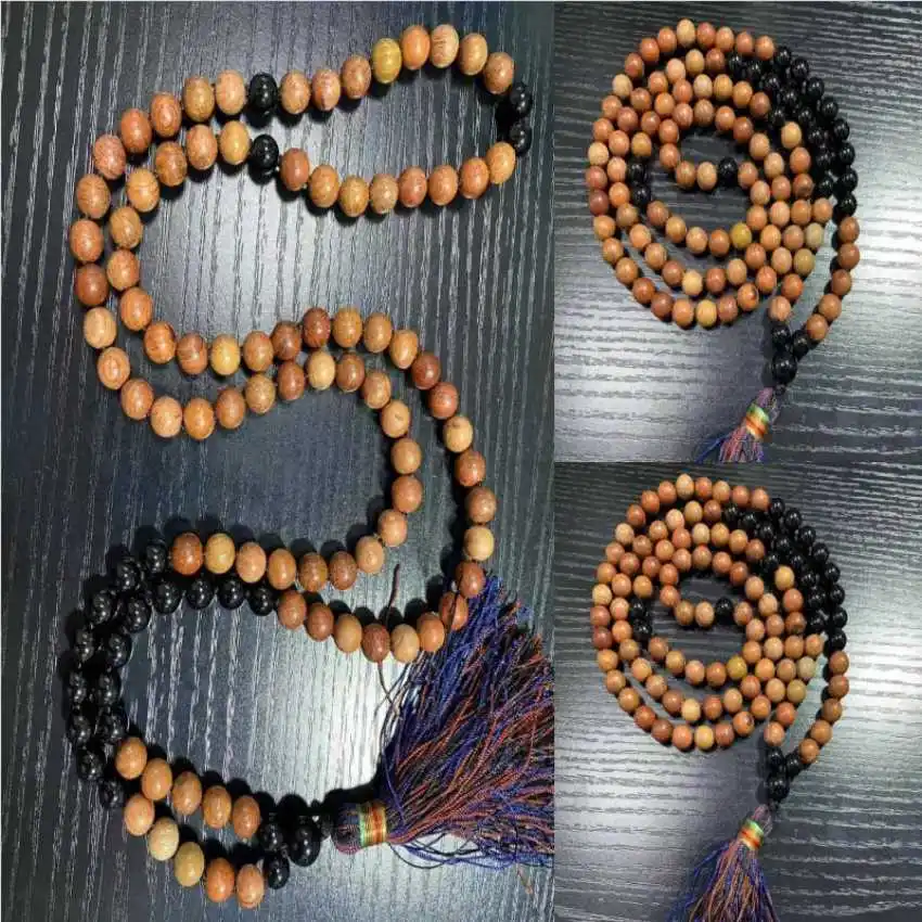 8mm 108 natural rosewood black agate beads knot Spiritual Seekers Peace Stone Beads Relief Religious Men Pendant Couples Mala