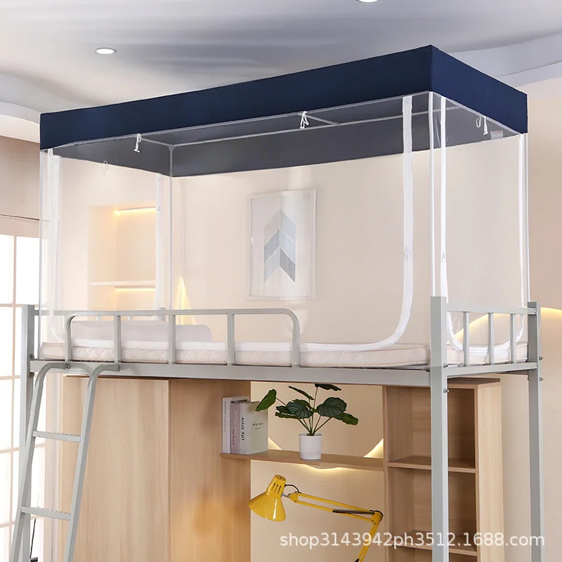 Zipper Full Enclosed Dense Mesh Dust-proof Mosquito Net for Student Dormitory Bed