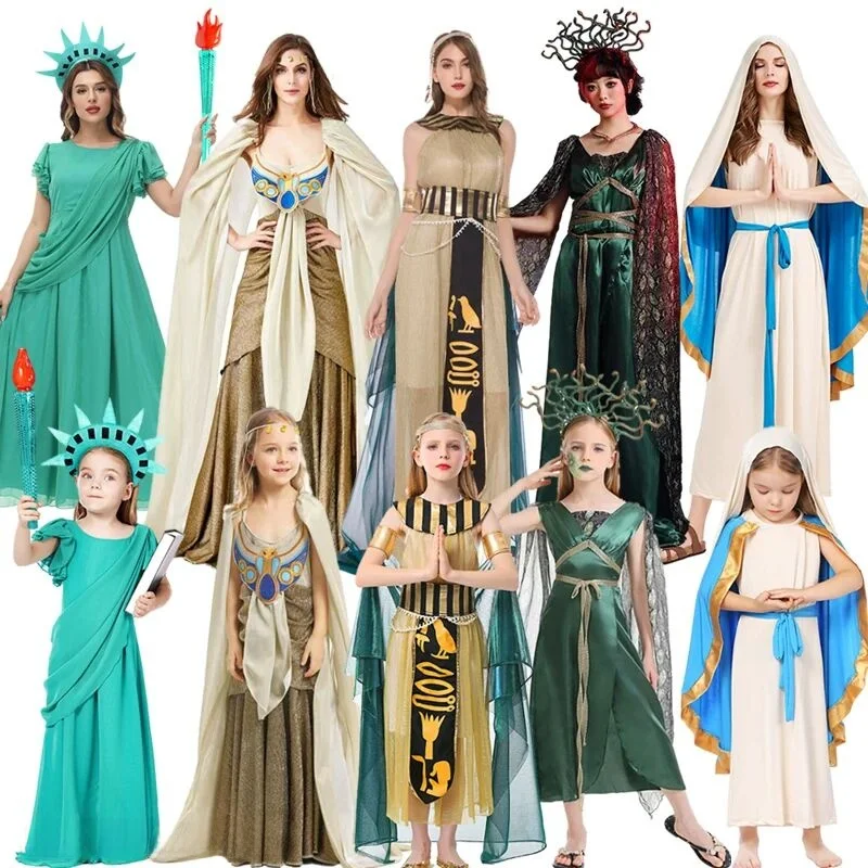 

Queen Cosplay Costume Halloween Free Goddess Maria Mythological Theme Costume Women's Traditional Clothing Stage Performance