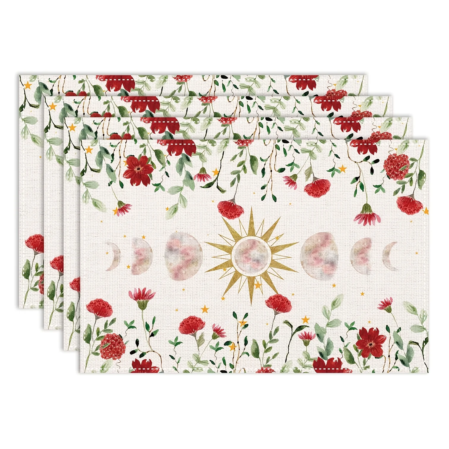 Watercolor Sunflower Printed Placemats Heat Resistant Farmhouse Dining Patio Leisure Gathering Seasonal Family Meals Home Decor
