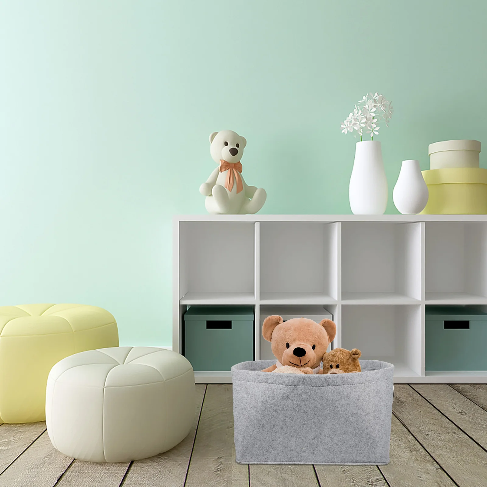 

Collapsible Storage Basket Large Capacity Felt Home Decoration Clothes Organizer Portable Handle Foldable Container