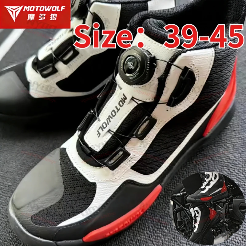 

MOTOWOLF Motocross Boots Men's Four Seasons Riding Shoes, Breathable Anti-fall Protective Racing Boots for Outdoor Motorbike