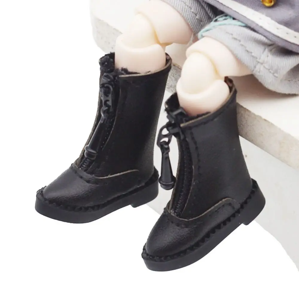 1 คู่ High-top Obitsu 11 ตุ๊กตาหนังรองเท้าซิปโลหะรองเท้าส้นสูง 1/12 ตุ๊กตา Bjd รองเท้าหนัง PU หนังสบายๆ