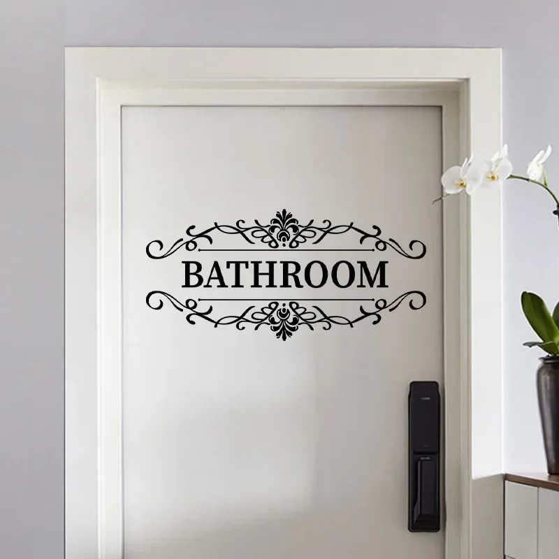 Bathroom logo sticker doors and windows, bathroom self-adhesive PVC wall sticker, bathroom beautification sticker