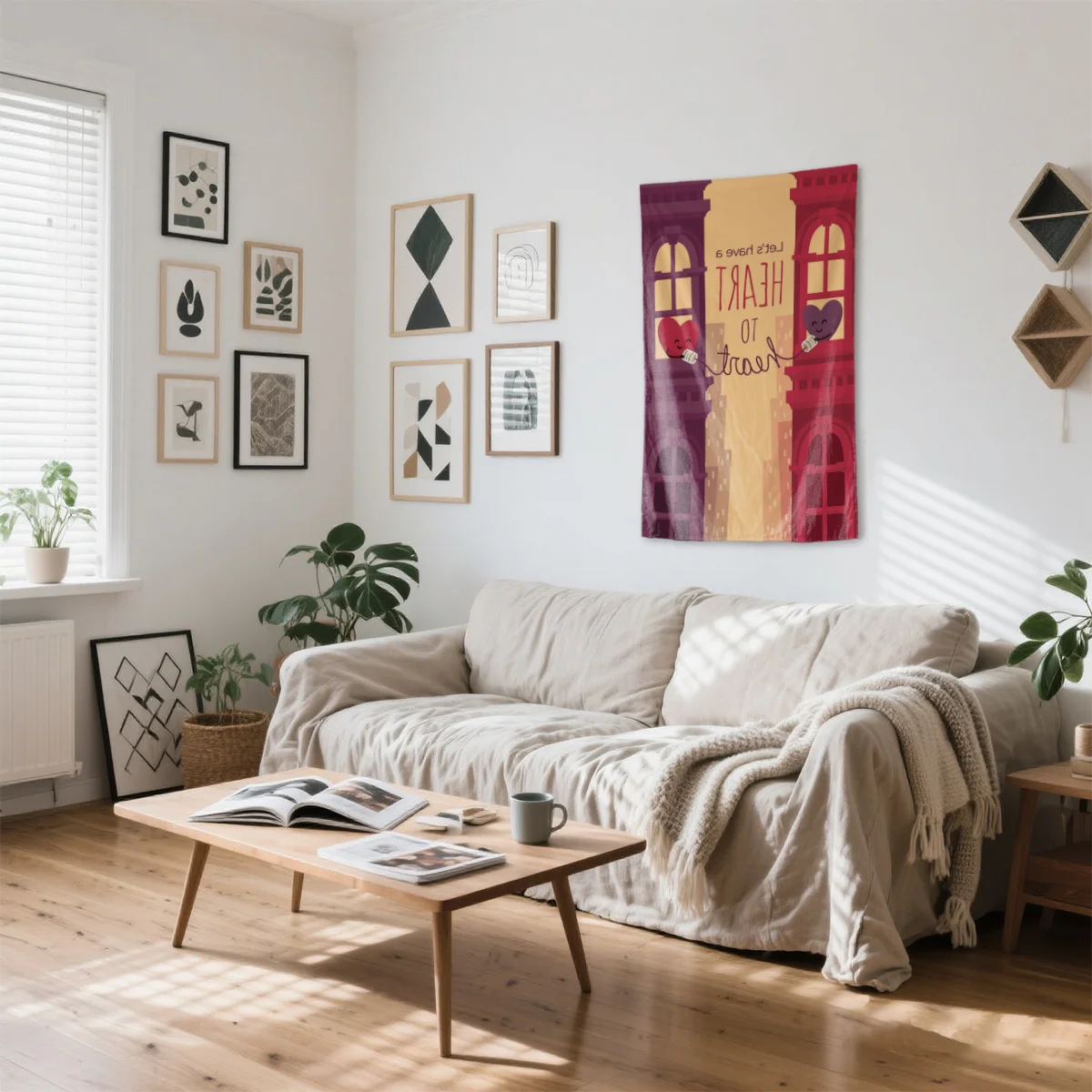 Let s have a heart to heart Digital printing polyester wall tapestry suitable for use living rooms bedrooms offices bars party