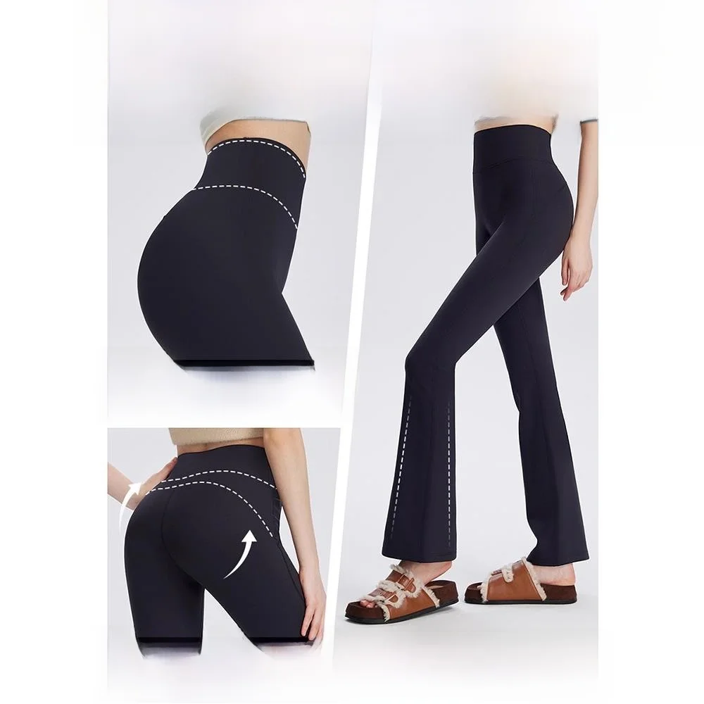 

Брюки для йоги с высокой талией, женские осенне-зимние брюки Thiened Fce из овчины Bell Bot Fitn, спортивные брюки с подтяжкой ягодиц...