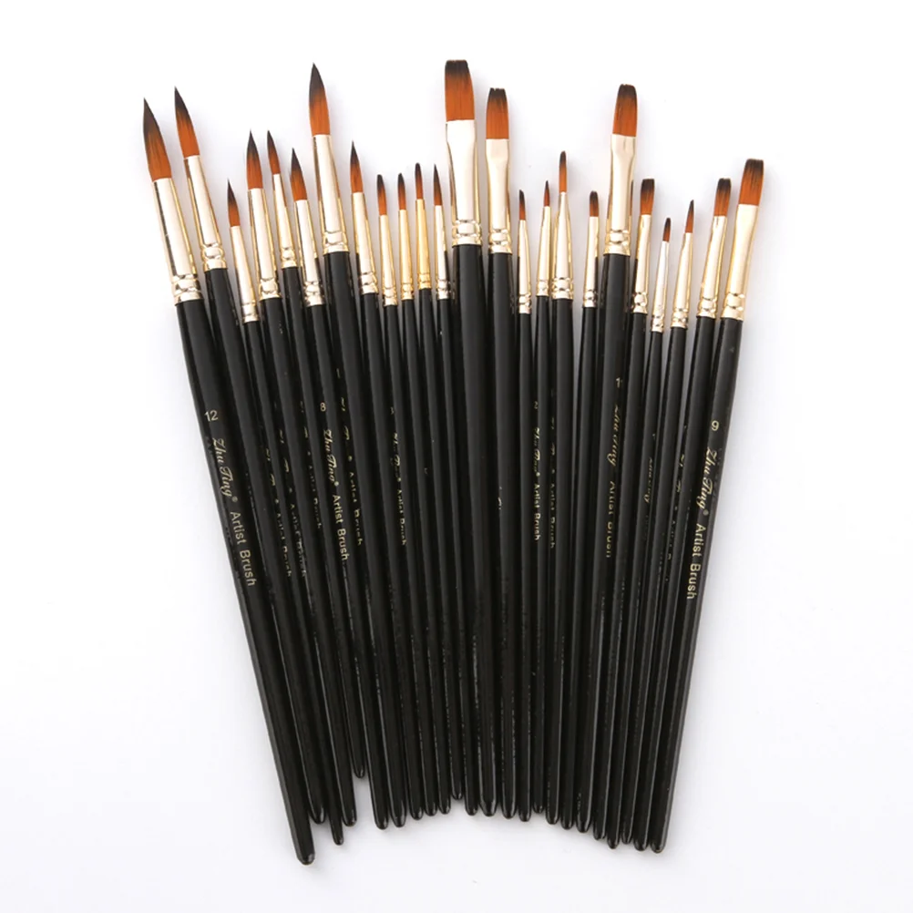 

12 Pcs Two-tone Nylon Paint Wood Handle Artist Paint Brush nylon Painting painting drawing set painting set