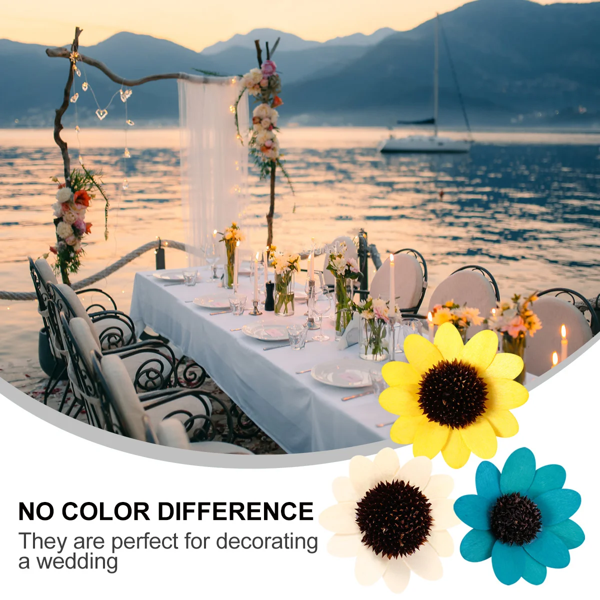10 Uds decoración de girasoles flores de imitación accesorio DIY cabeza de guirnalda Artificial falsa