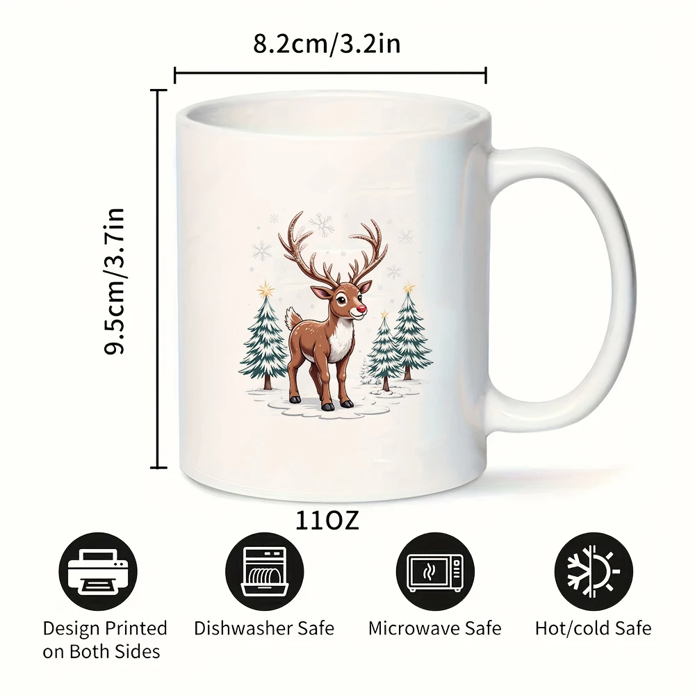 Taza de reno de dibujos animados de 11oz + regalo de Navidad Taza de Navidad para niños Taza de café para el hogar y la Oficina