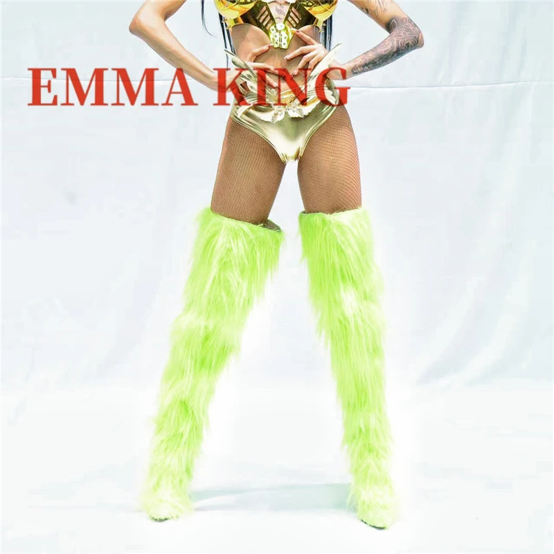 

Женские высокие сапоги до бедра из искусственного меха, модные длинные плюшевые зимние сапоги, модная пушистая обувь, однотонные сапоги выше колена