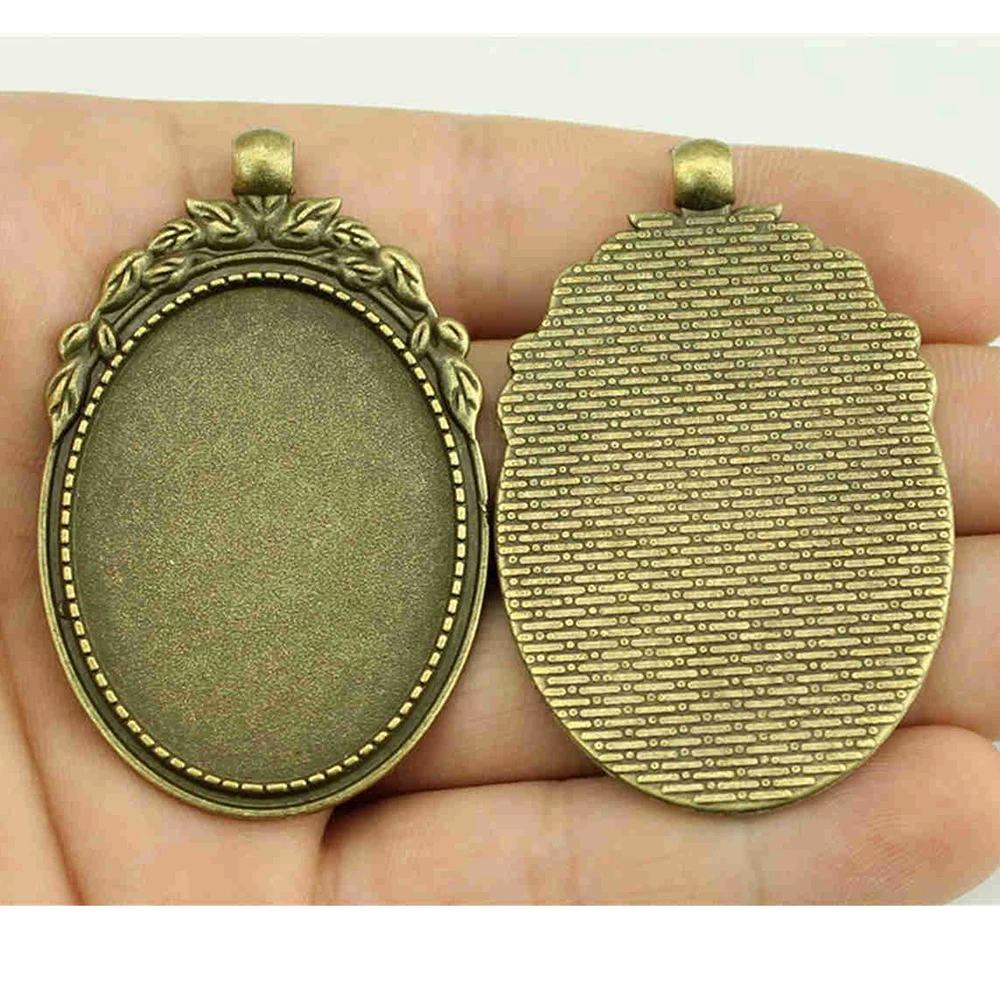 WYSIWYG 3 قطعة 30x40 مللي متر الداخلية حجم 56x36 مللي متر الخارجي حجم 2 ألوان خمر سبائك الزنك النقش كابوشون قاعدة الإعداد لصنع المجوهرات