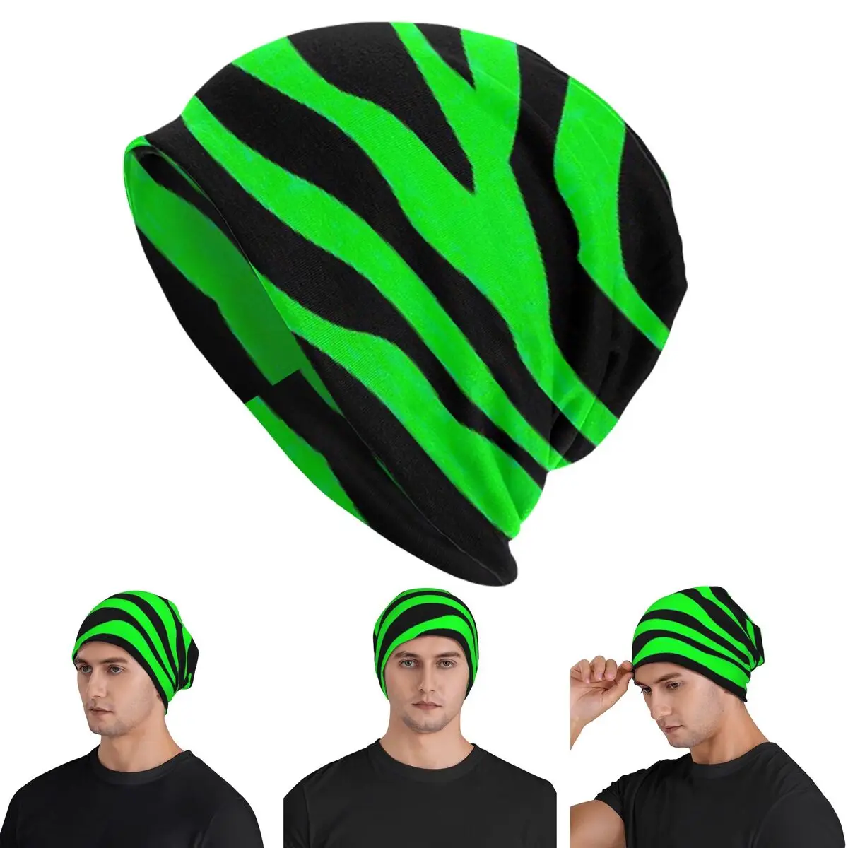 Pink And Orange Zebra Stripes Men Women Adult Beanies Caps Knitted Bonnet Hat Warm Hip Hop Autumn Winter Outdoor Skullies Hats