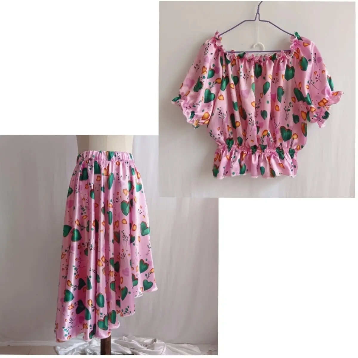 

2025 Summer New Style Women's Sweet Ruffled Collar Top and Irregular Hem Skirt Two-Piece Set