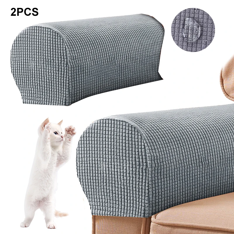 Solid Colour Thickened Checkered Elastic Sofa Armrest Gloves Home Fabric Universal Non-slip Sofa Cover Towel